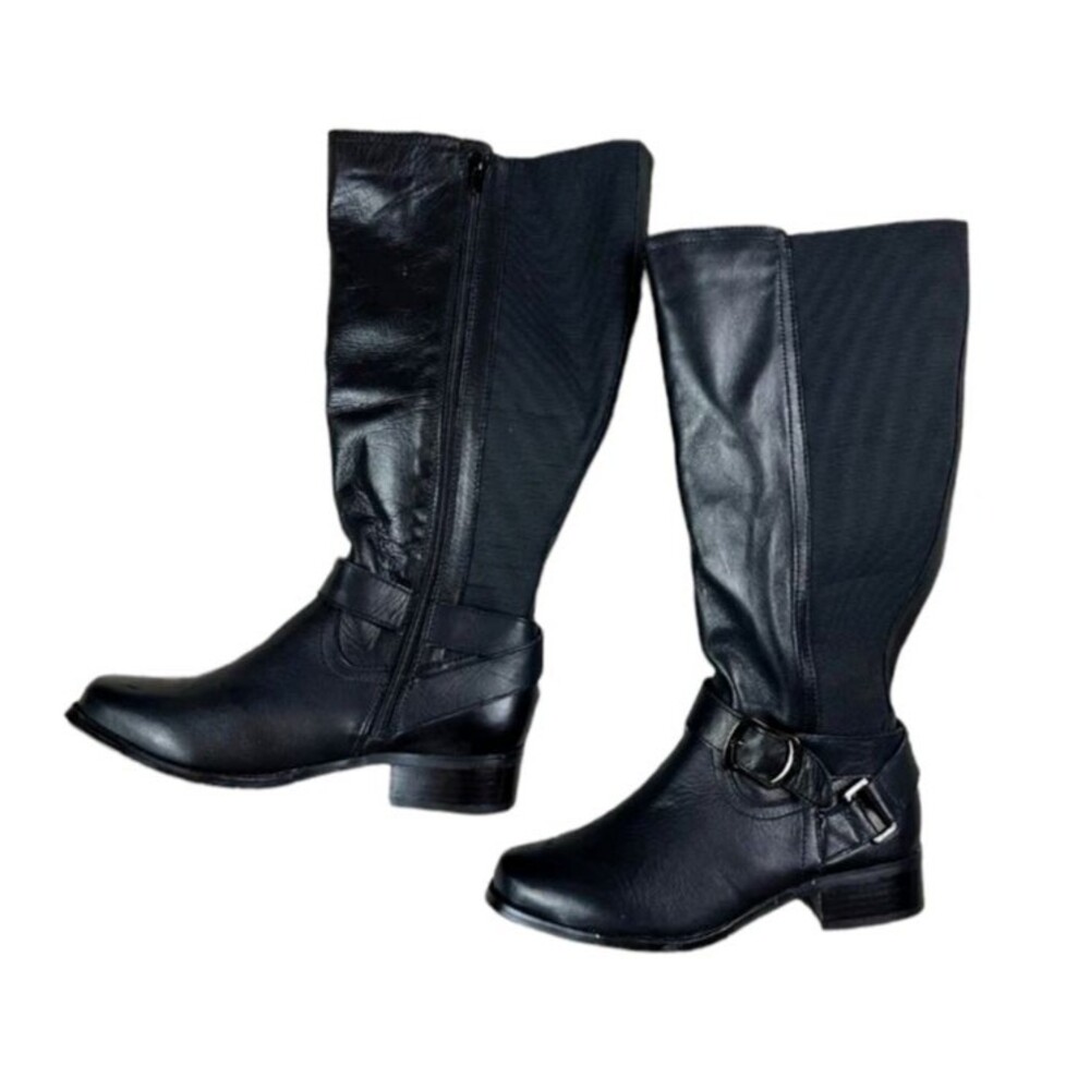 Fitzwell Black Leather Mentor Stretch Tall Equestrian Riding Boots Size 6